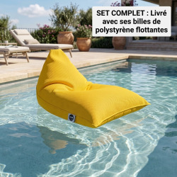 Pouf piscine XL flottant 140x120 cm jaune – billes incluses (à remplir) – intérieur / extérieur (LBF140120-8-SET)
