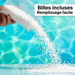 Fauteuil piscine XL flottant 100x90 cm vert – billes incluses (à remplir) – intérieur / extérieur (DC10090-1-SET)