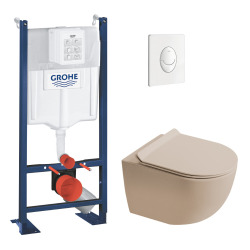 Delta pack WC bâti-support Duofix 112 cm + WC suspendu sans bride Ceramia avec abattant SotClose + plaque (GEBCE14WT02FR-VP)