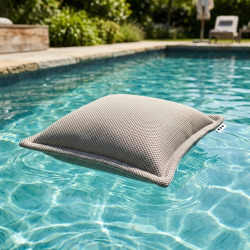 Coussin piscine flottant 45x45 cm gris – billes incluses (à remplir) – intérieur / extérieur (SCF4545-1-SET)