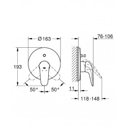 Eurostyle Set de finition pour mitigeur monocommande, 2 sorties, Blanc/ Chrome (29099LS3)